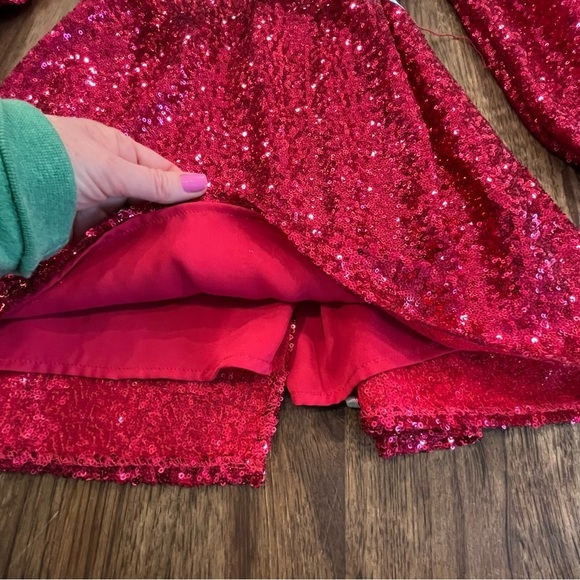 Express X Olivia Culpo XXS hot pink sequin wrap mini dress sparkly - Picture 11 of 16